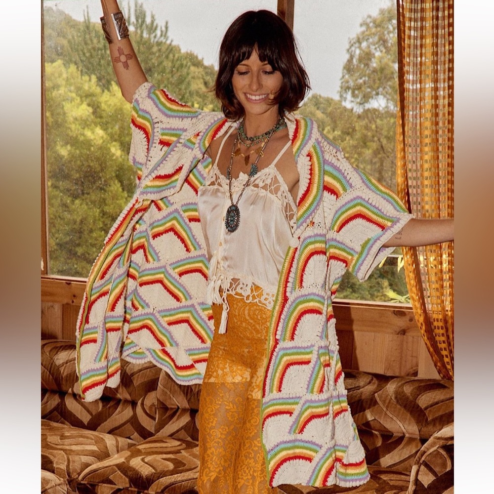SOLD Chasing Unicorns Forever More Rainbow Crochet Coat